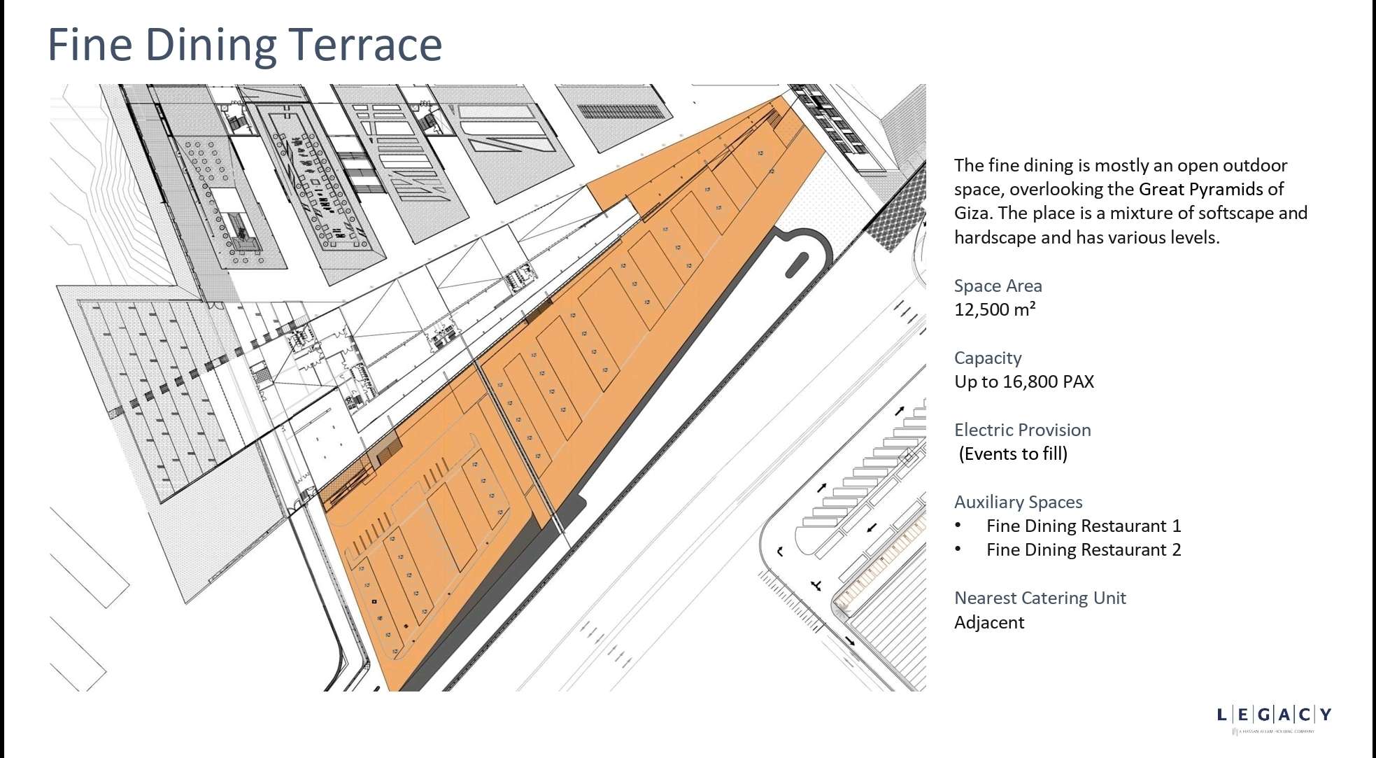 Grand Egyptian Museum fine dining terrace plan